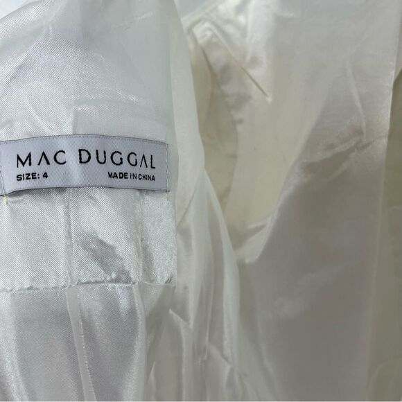 Mac Duggal 49541 Jewel Broach One Shoulder Cascade Layered Gown, White, Size 4 - Picture 9 of 13